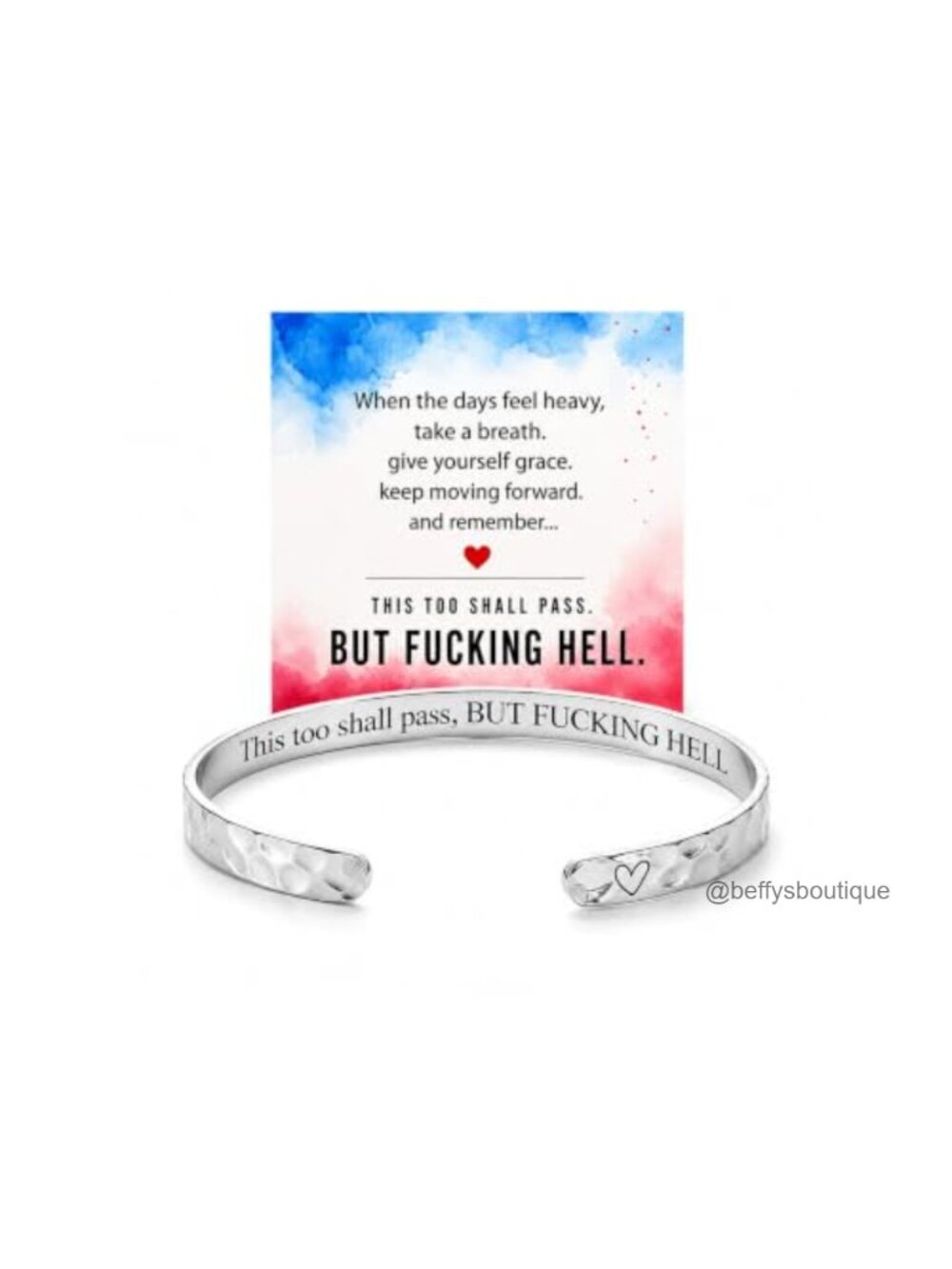 Stainless Steel Engraved Cuff Bracelet Hidden Message Inspirational Gift